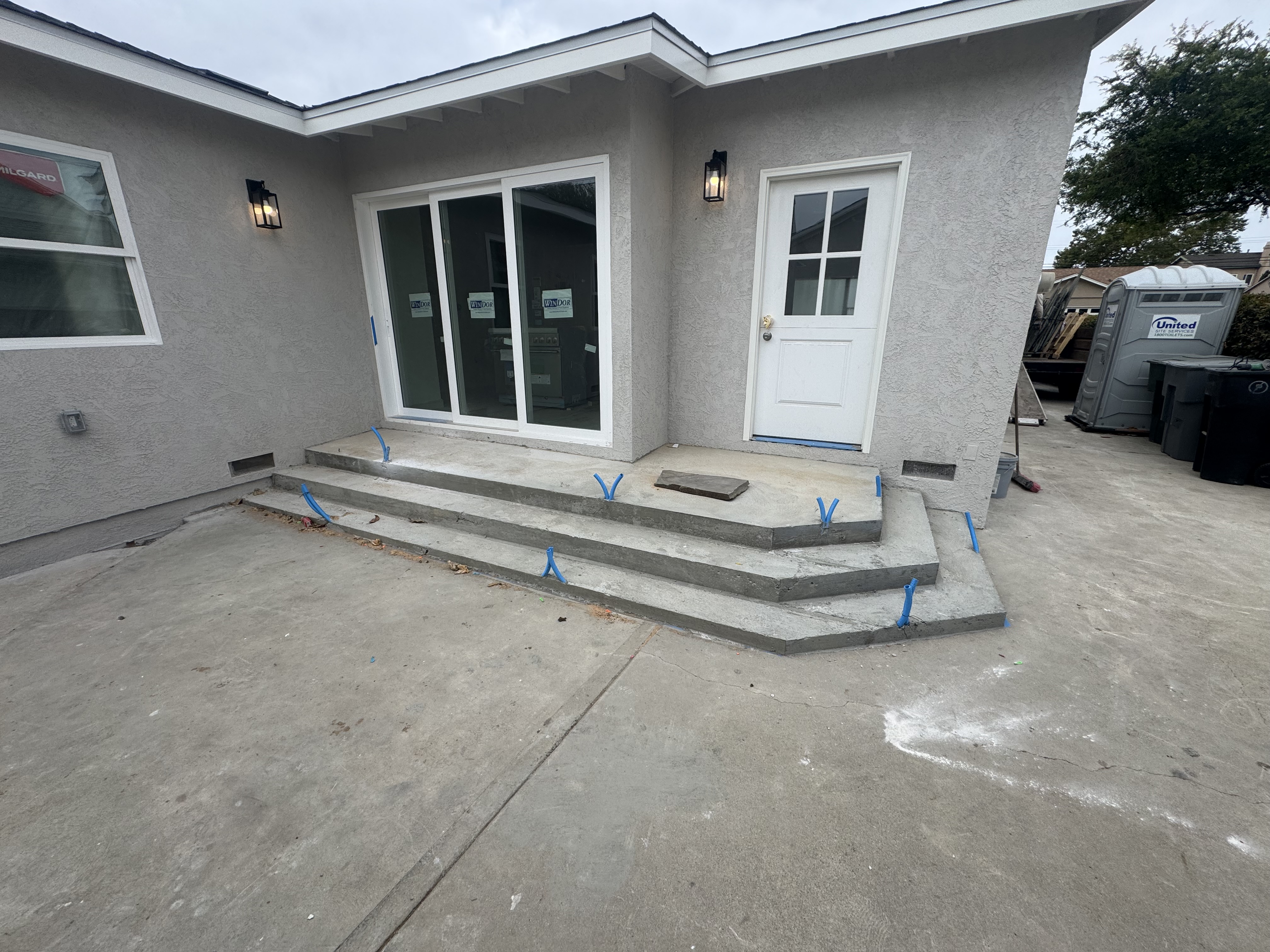 Flagstone steps and backyard