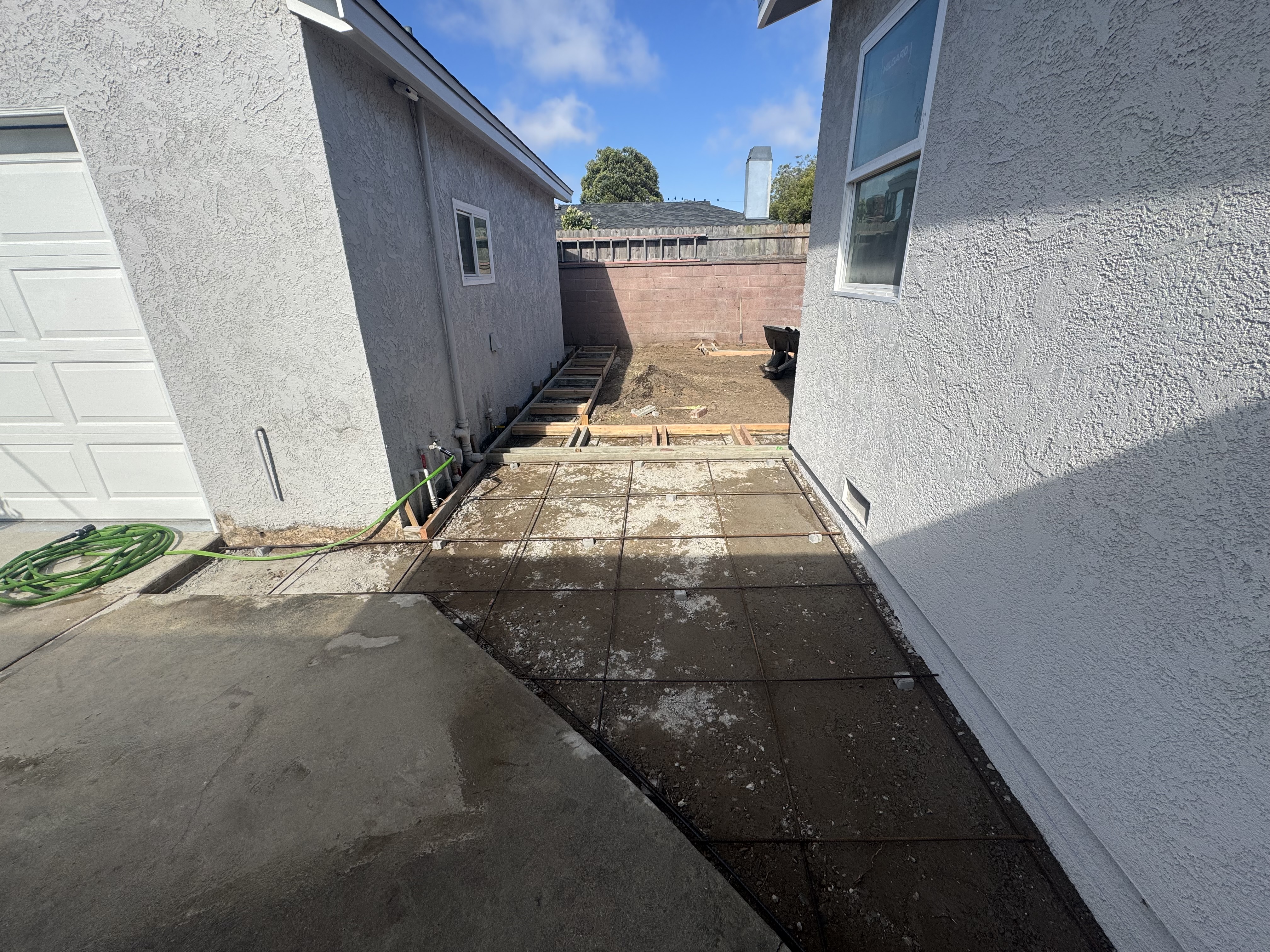 Flagstone steps and backyard