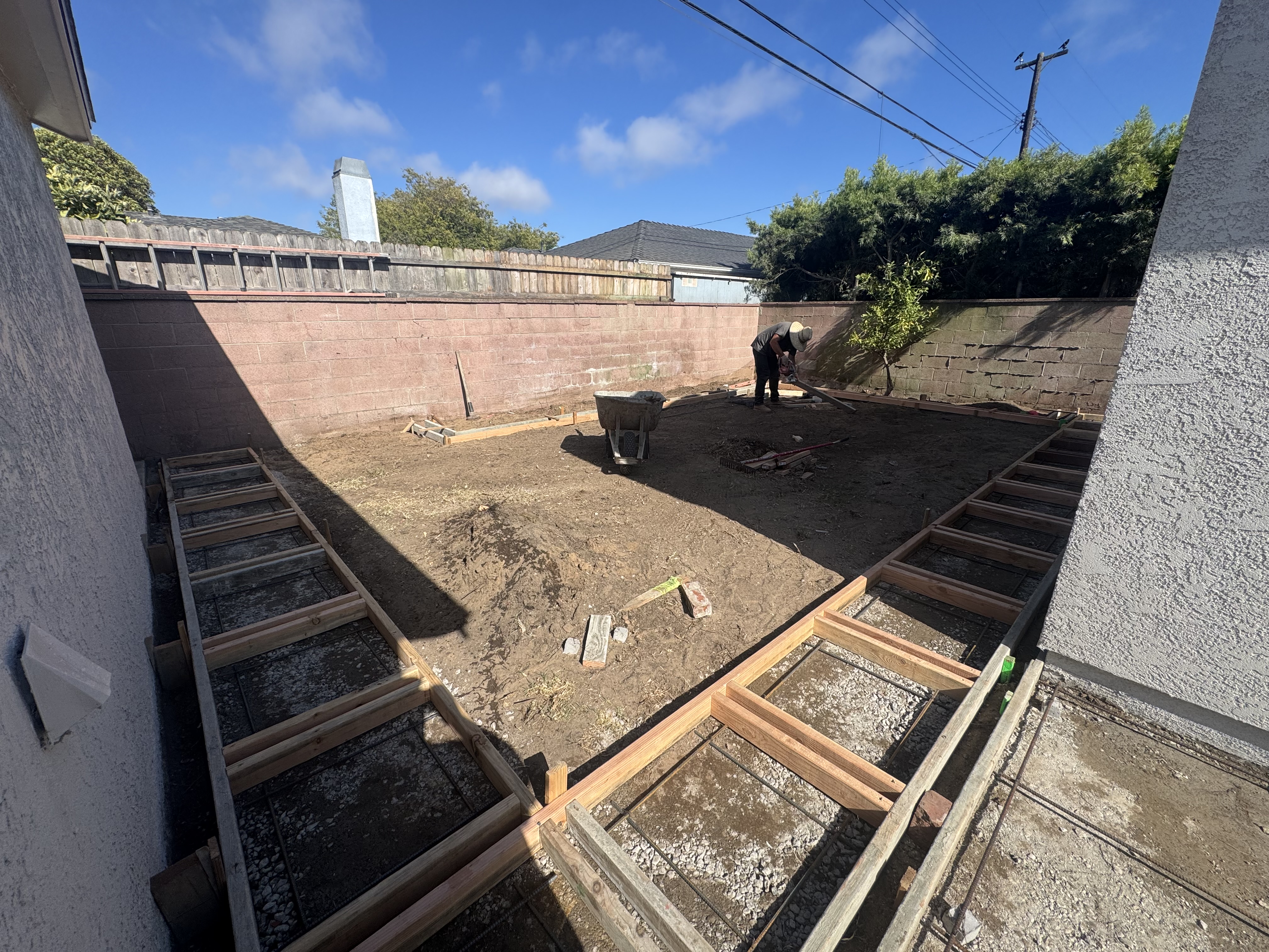 Flagstone steps and backyard
